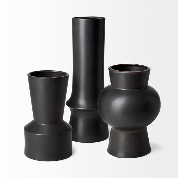 Laforge II Black Ceramic Vase