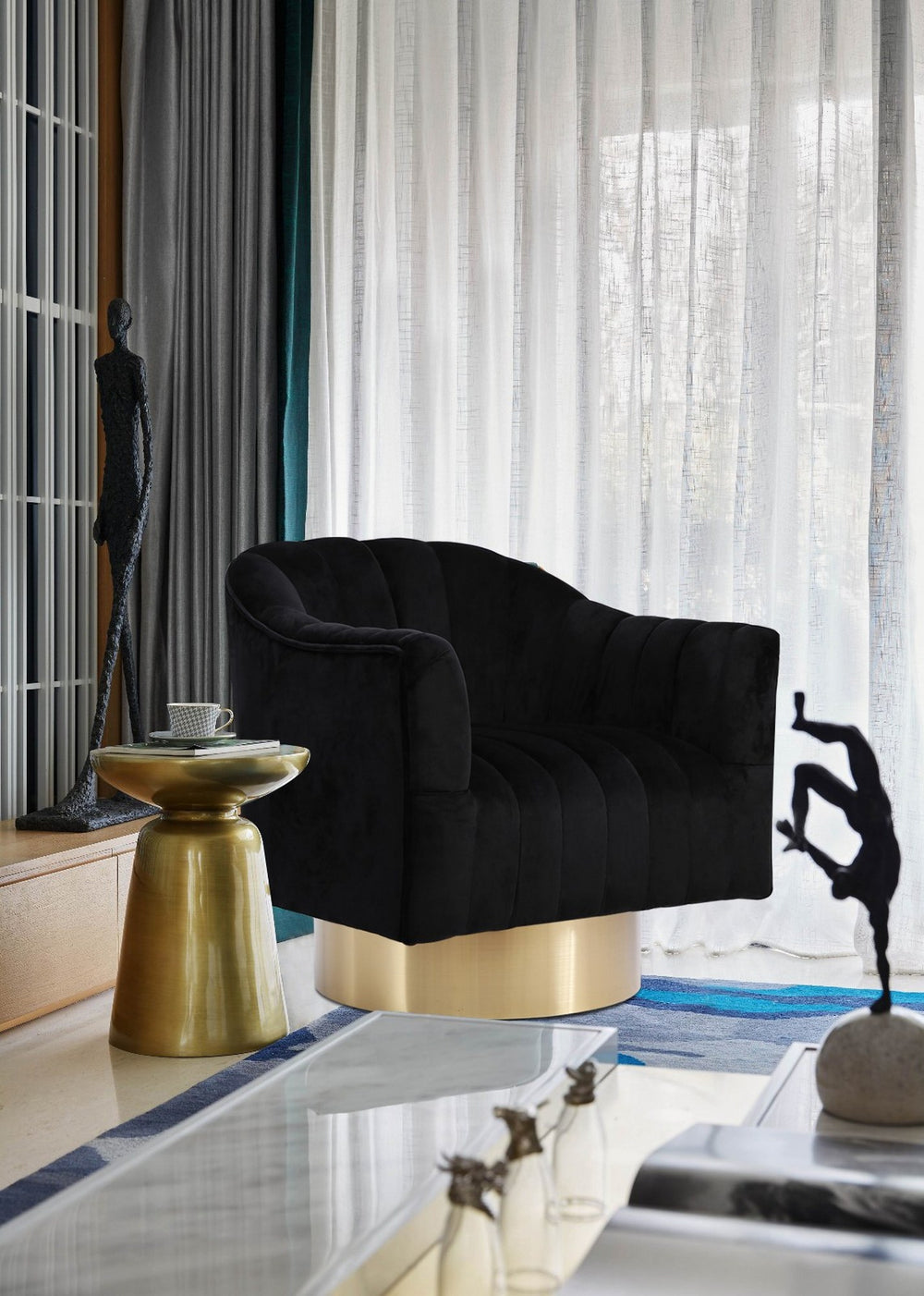 Noel Accent Chair In Black Velvet