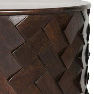 Shira Solid Wood Round Storage Coffee Table in Kona Brown Finish