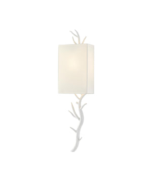 Baneberry Wall Sconce, Left In Gesso White