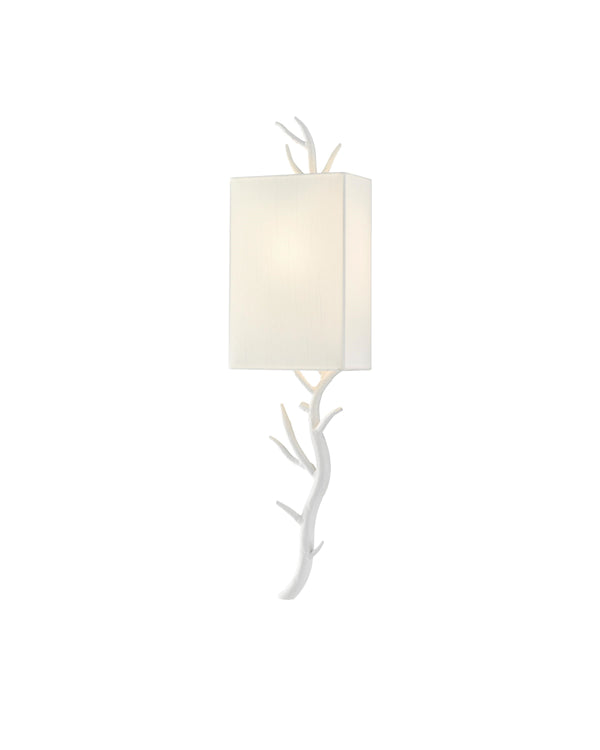 Baneberry Wall Sconce, Left In Gesso White