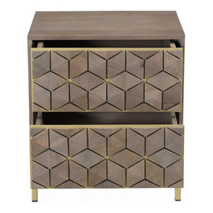 Moe's Corolla Nightstand Light Grey Mango Wood
