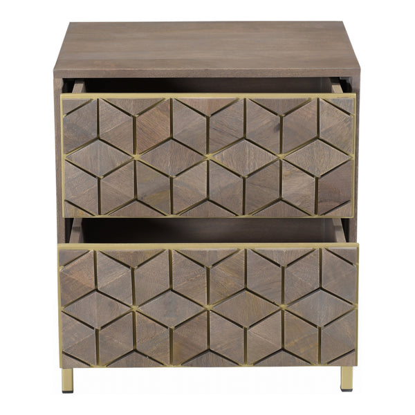 Moe's Corolla Nightstand Light Grey Mango Wood