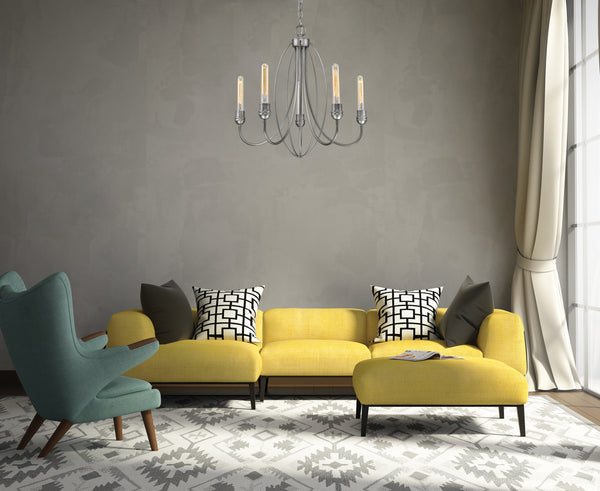 Persis 5 Light Chandelier in Old Silver Finish