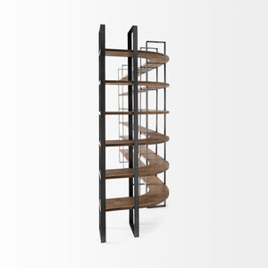 Taunton II 80L x 10.5W x 90H Dark Brown Wood And Black Iron Six Shelving Unit