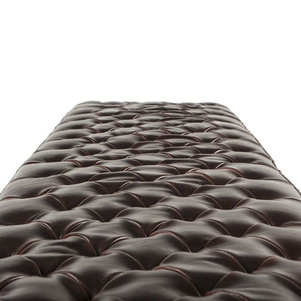 D'Orsay 78-Inch Long Leather Bench with Diamond Stitched Detailing