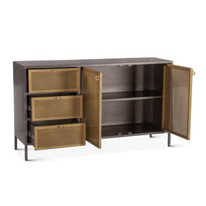 Brooklyn 55" Gunmetal and Brass Sideboard
