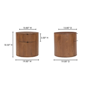 Theo Two Drawer Brown Nightstand by Moe's