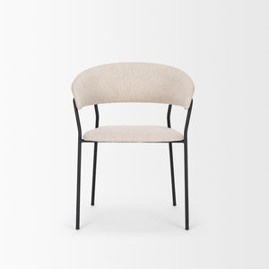 Carolyn Dining Chair w/ Oatmeal Fabric & Matte Black Metal