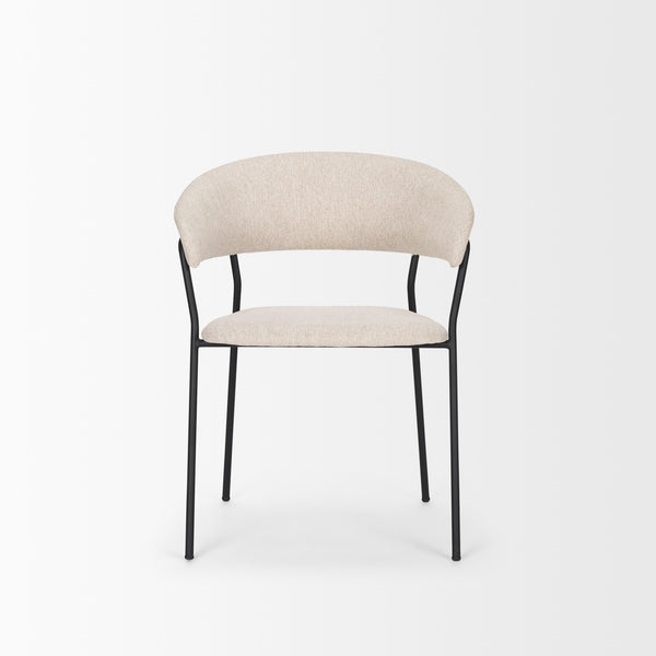 Carolyn Dining Chair w/ Oatmeal Fabric & Matte Black Metal