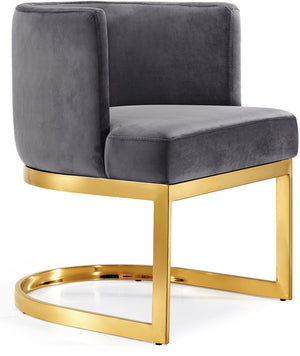 Donna Dining Chair In Grey Velvet and Gold