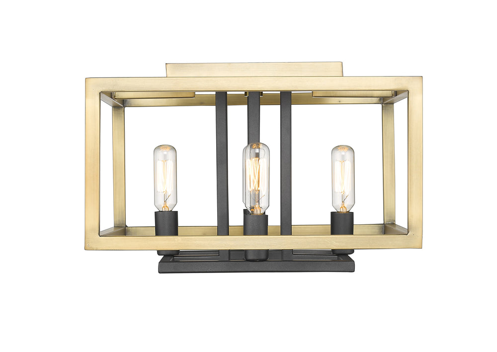 Quadra 4 Light Flush Mount in Olde Brass + Bronze Finish