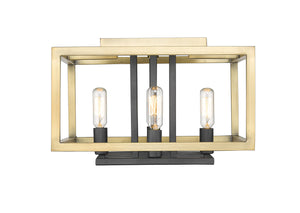 Quadra 4 Light Flush Mount in Olde Brass + Bronze Finish