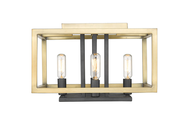 Quadra 4 Light Flush Mount in Olde Brass + Bronze Finish