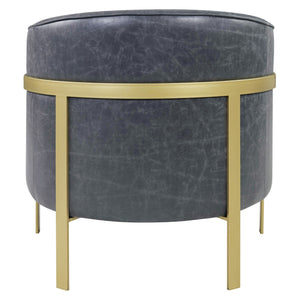 Harrod Bonded Leather Accent Arm Chair Gold Legs In Vintage Midnight
