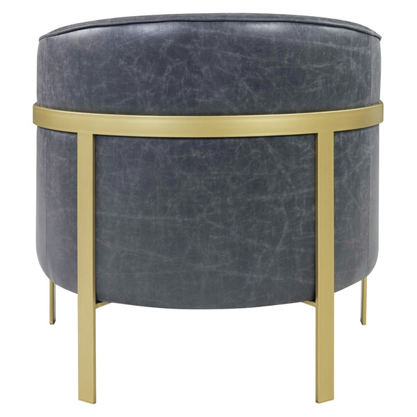 Harrod Bonded Leather Accent Arm Chair Gold Legs In Vintage Midnight