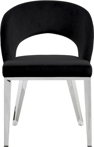 Caroline Dining Chair In Black Velvet and Chrome