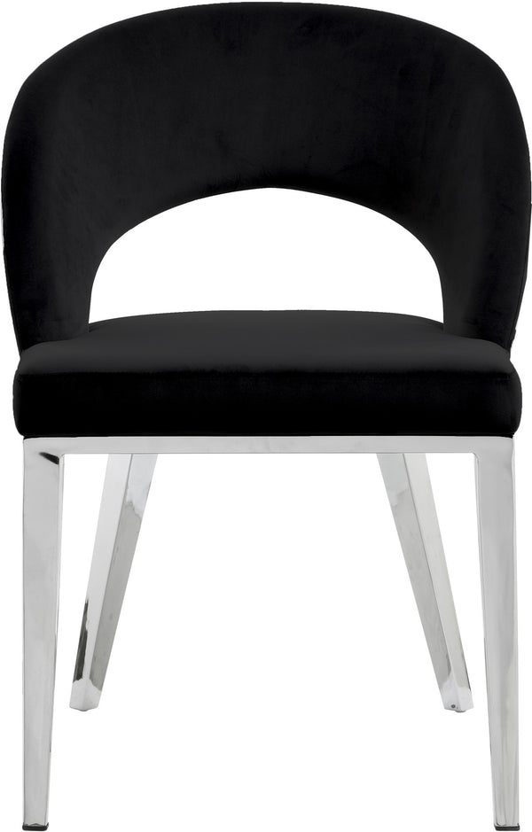 Caroline Dining Chair In Black Velvet and Chrome