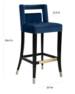 Hart Navy Velvet Bar Stool