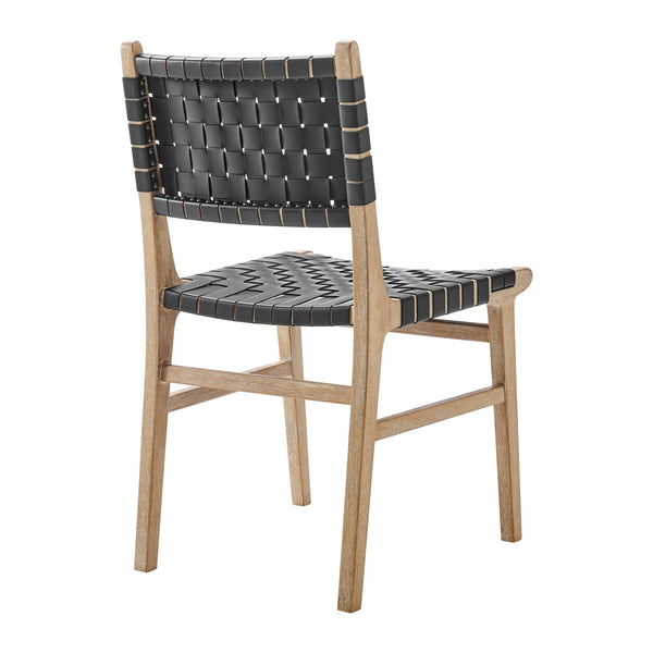 Marco Faux Leather Dining Side Chair Drift Wood Frame, Black 