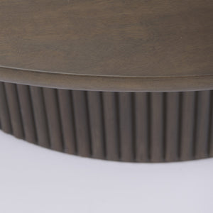 Terra 48L x 48W x 15H Dark Brown Wood Round Fluted Coffee Table