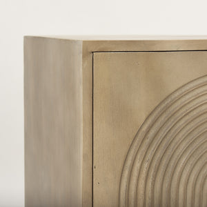 Tucker Light Brown Wood w/ Carved Arch Pattern 2 Door Accent Cabinet