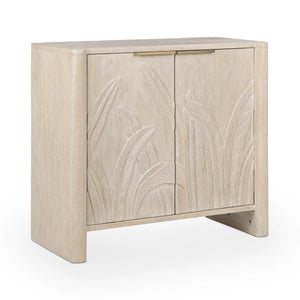 Ledro Solid Mango Wood 2Dr Cabinet with Carvings - Cream