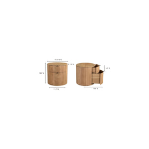 Theo Two Drawer Nightstand in Natural Oak
