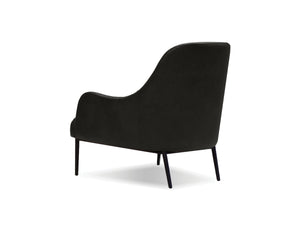 Swoon Lounge Chair in black leather with black legs