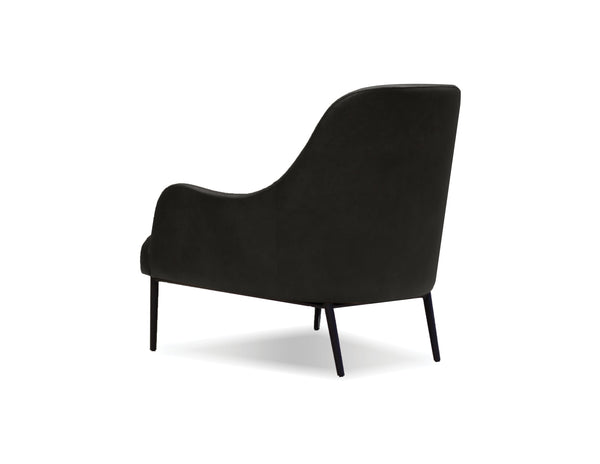 Swoon Lounge Chair in black leather with black legs