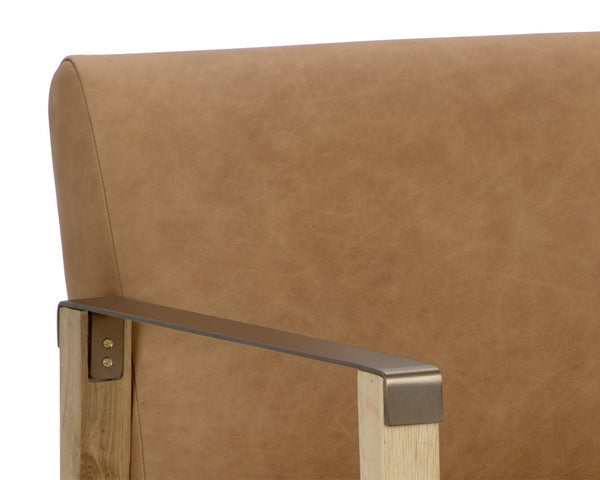 EARL LOUNGE CHAIR - RUSTIC OAK - LUDLOW SESAME LEATHER
