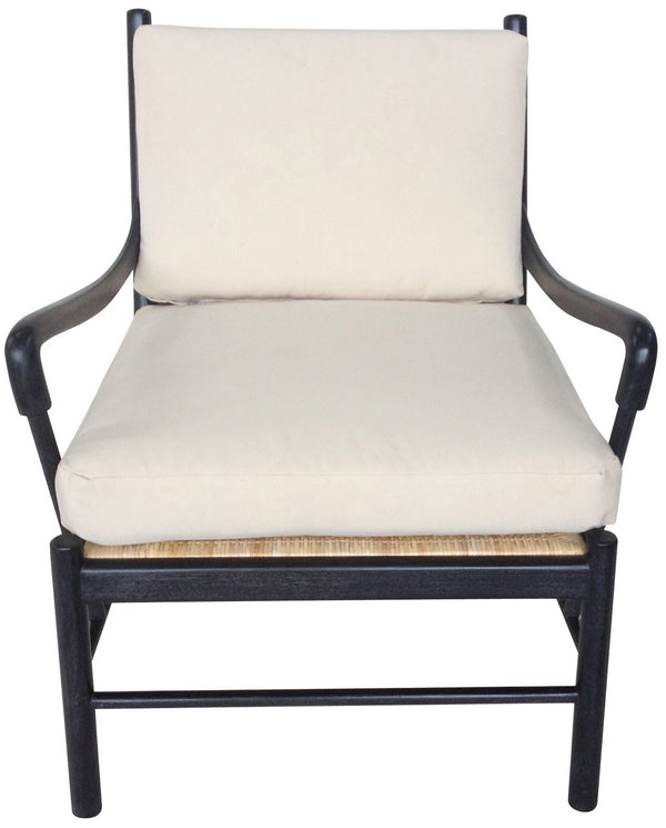 Kevin Chair with Rattan, Hand Rubbed Black