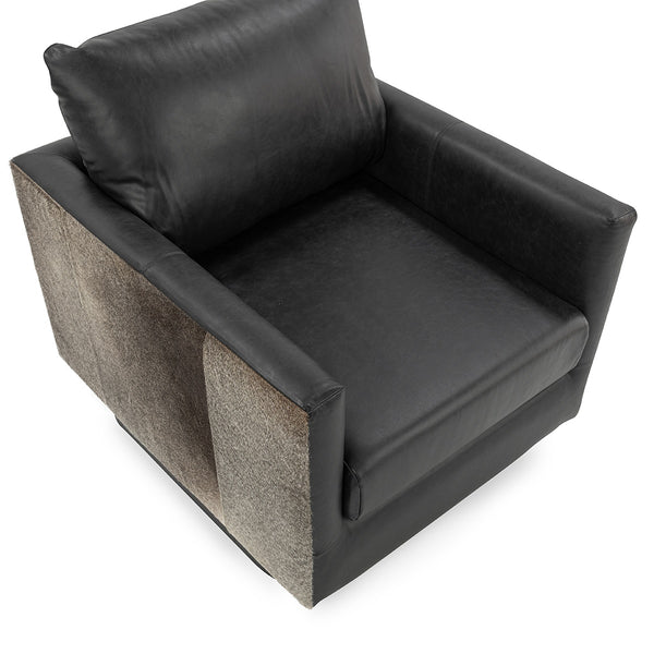 Lathe Hide Accent Chair with Gold Base - Rustic Shadow