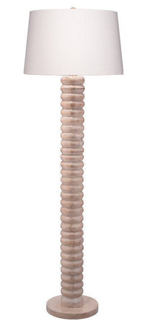 Abacus Mango Wood 1-Light Floor Lamp with Polyester Linen Shade