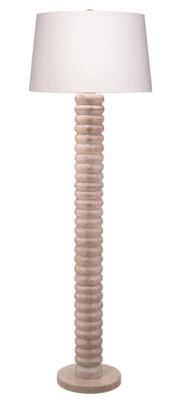 Abacus Mango Wood 1-Light Floor Lamp with Polyester Linen Shade