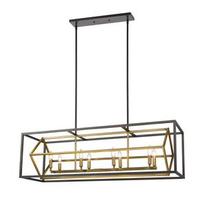 Euclid 8 Light Island/Billiard in Olde Brass + Bronze Finish