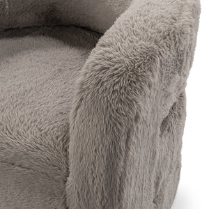 Teddy Plush Accent Chair in Soft Faux Fur - Granite