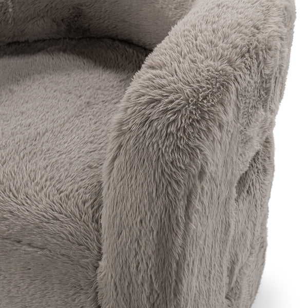 Teddy Plush Accent Chair in Soft Faux Fur - Granite