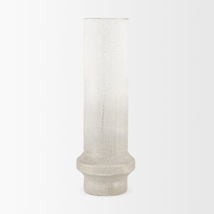 Tovah Tall Textured White w/ Gold Metal Vase