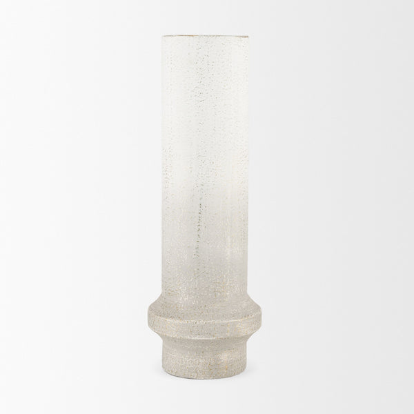 Tovah Tall Textured White w/ Gold Metal Vase