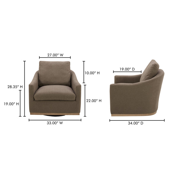 Moe's Linden Swivel Chair in Soft Taupe with Cushion