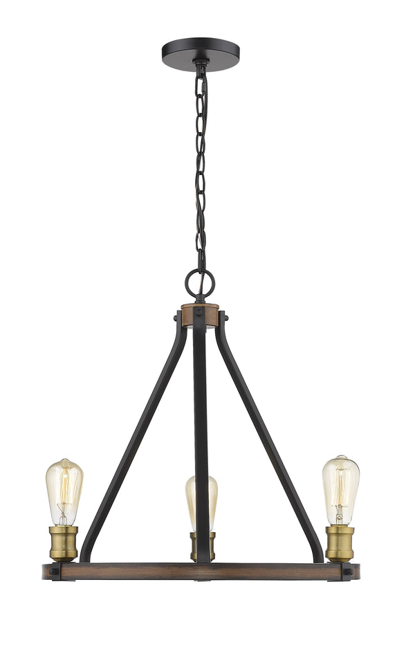 Kirkland 3 Light Chandelier in Rustic Mahogany Finish