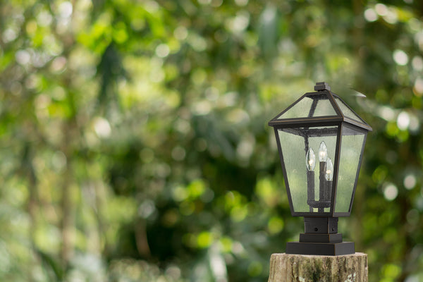 Talbot 3 Light Outdoor Pier Mounted Fixture in Rubbed Bronze Finish