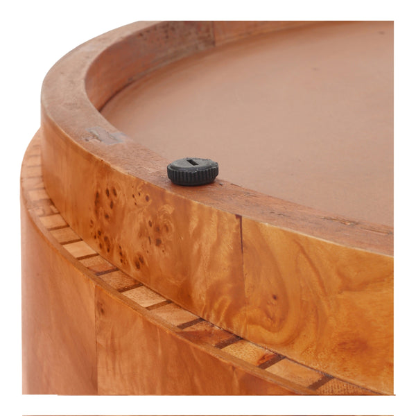 Arsenio Burl Wood Round Coffee Table, Golden Brown Burl