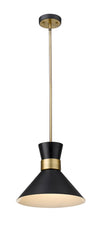 Soriano 1 Light Pendant in Matte Black + Heritage Brass Finish