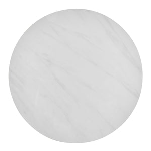 Ingrid Ceramic Top 21.5" Round Side Table, Marble/Natural