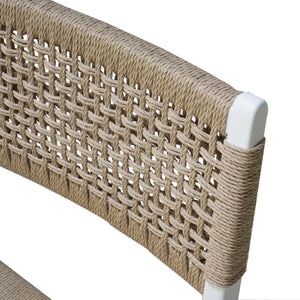 RATTAN WRAPPED DINING CHAIR IN MATTE WHITE LACQUER