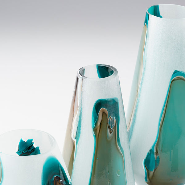 Wide Ferdinand Vase in Green and White