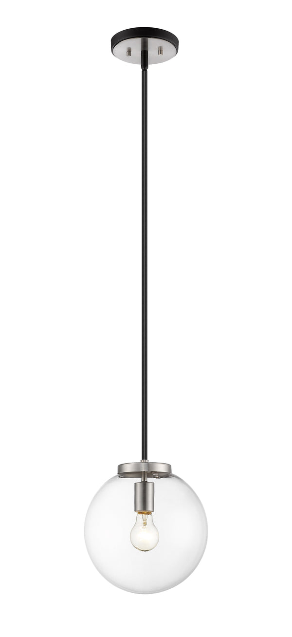 Parsons 1 Light Pendant in Matte Black + Brushed Nickel Finish