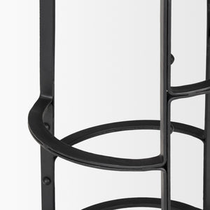 Neo 26.3" Seat Height Brown Wood Seat Black Metal Frame Stool